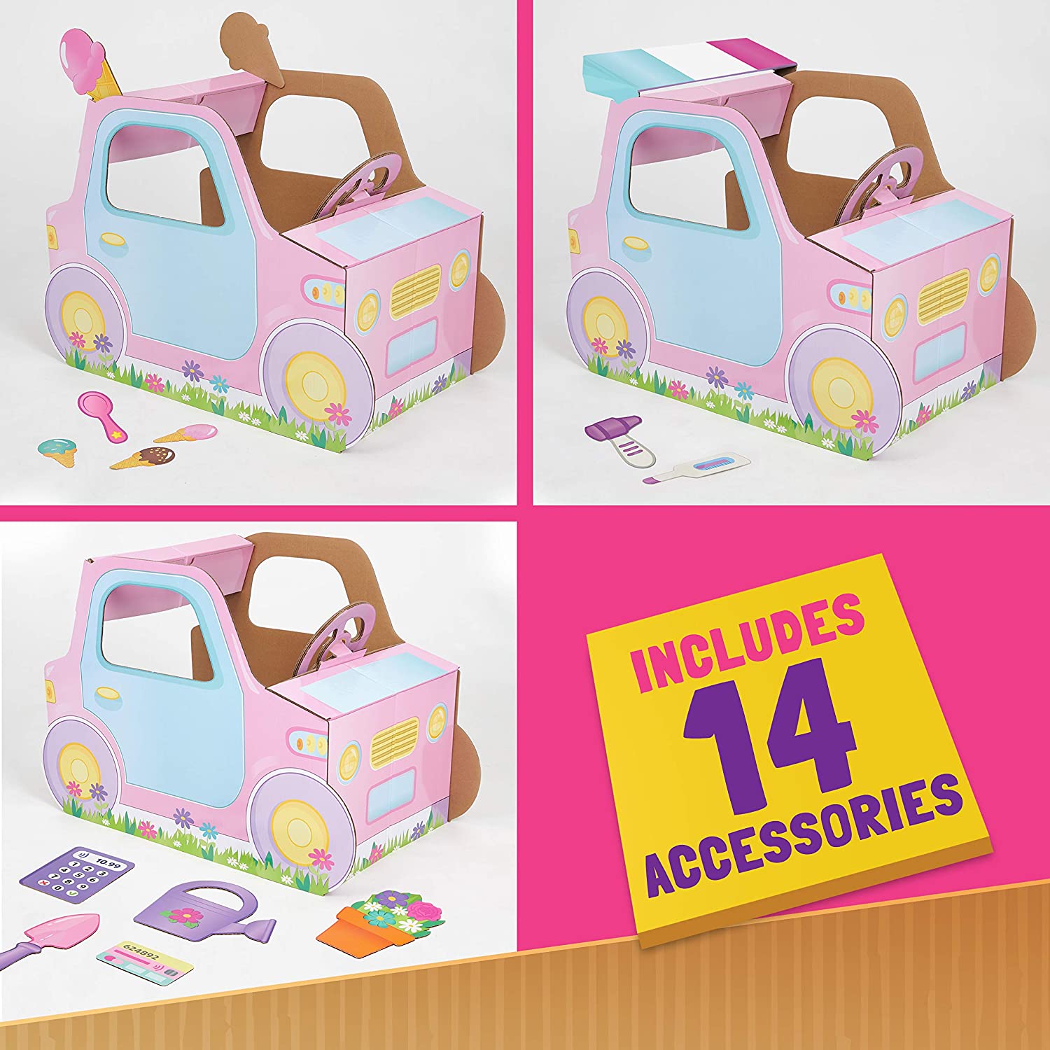 Wowee Pop2Play Toddlers' 3-In 1 Ice Cream Truck, Flower Truck & Ambulance Playset w/ 14 Accessories (Pink) $9.70 + FS w/ Prime or FS on $25+