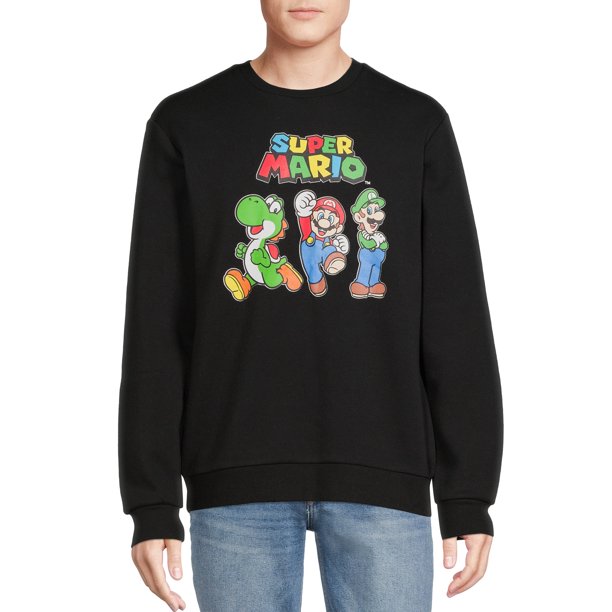 Nintendo Super Mario Men's Graphic Crewneck Sweatshirt $15, Nintendo Mario Kart Boys' Hooded Union Suit Pajamas $7 & More + FS w/ Walmart+ or FS on $35+