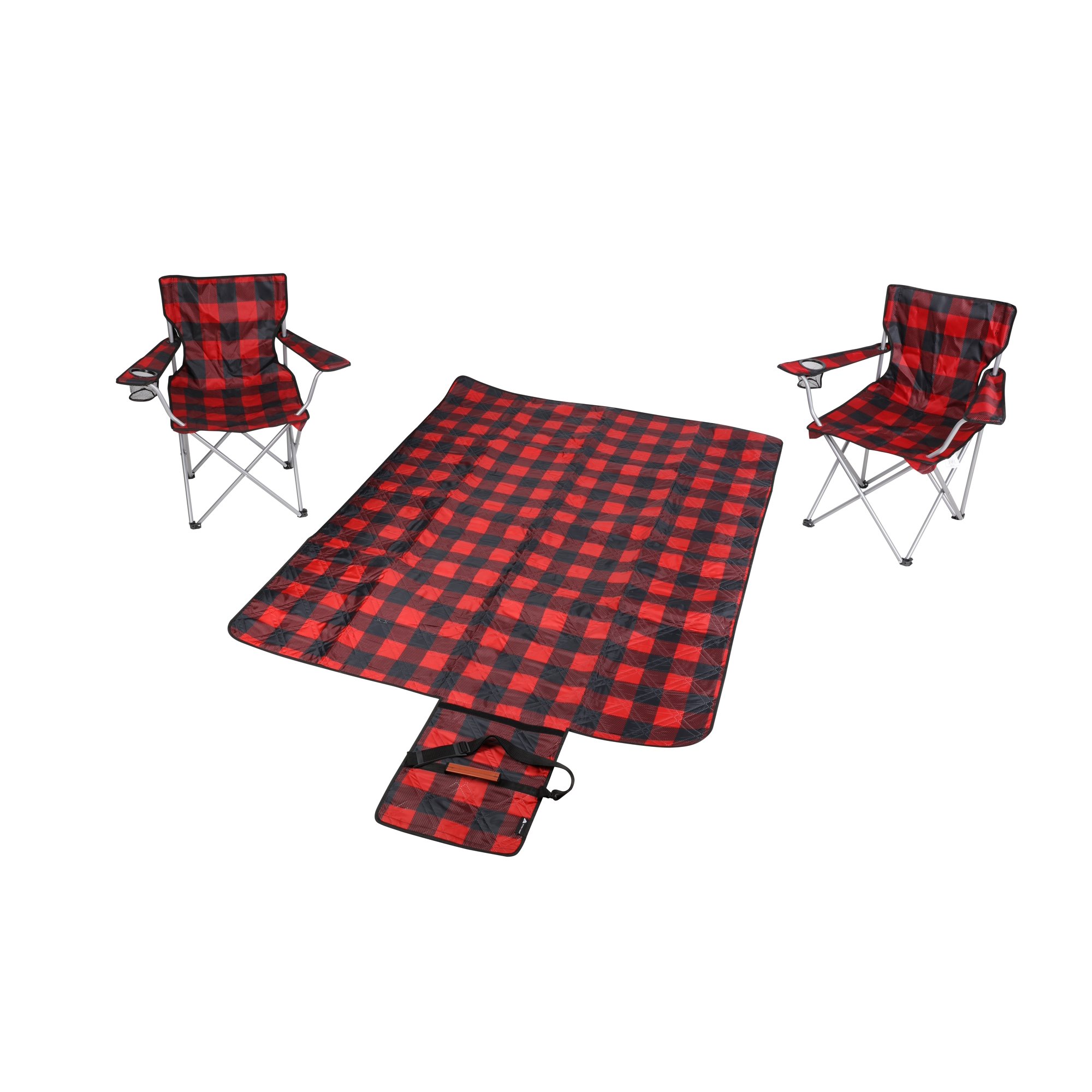 3-Pc Ozark Trail Camping Chairs & Blanket Set (2 Chairs + 1 Blanket, Red Buffalo Plaid) $20 ($6.67 each) + FS w/ Walmart+ or FS on $35+