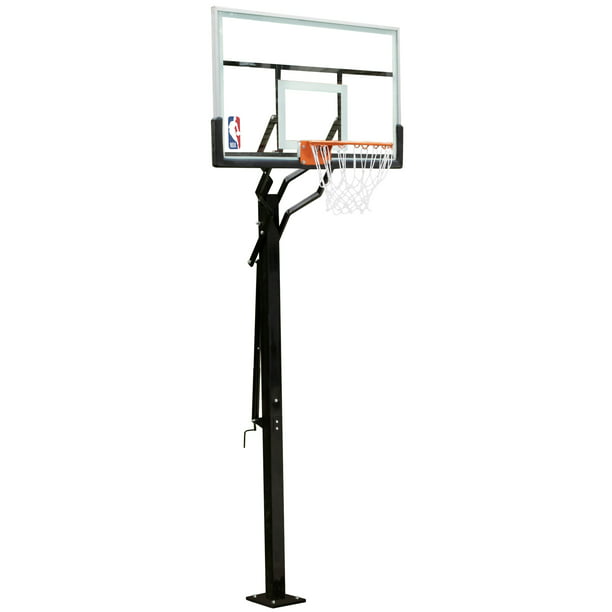 54" NBA Adjustable InGround Basketball Hoop w/ Tempered Glass