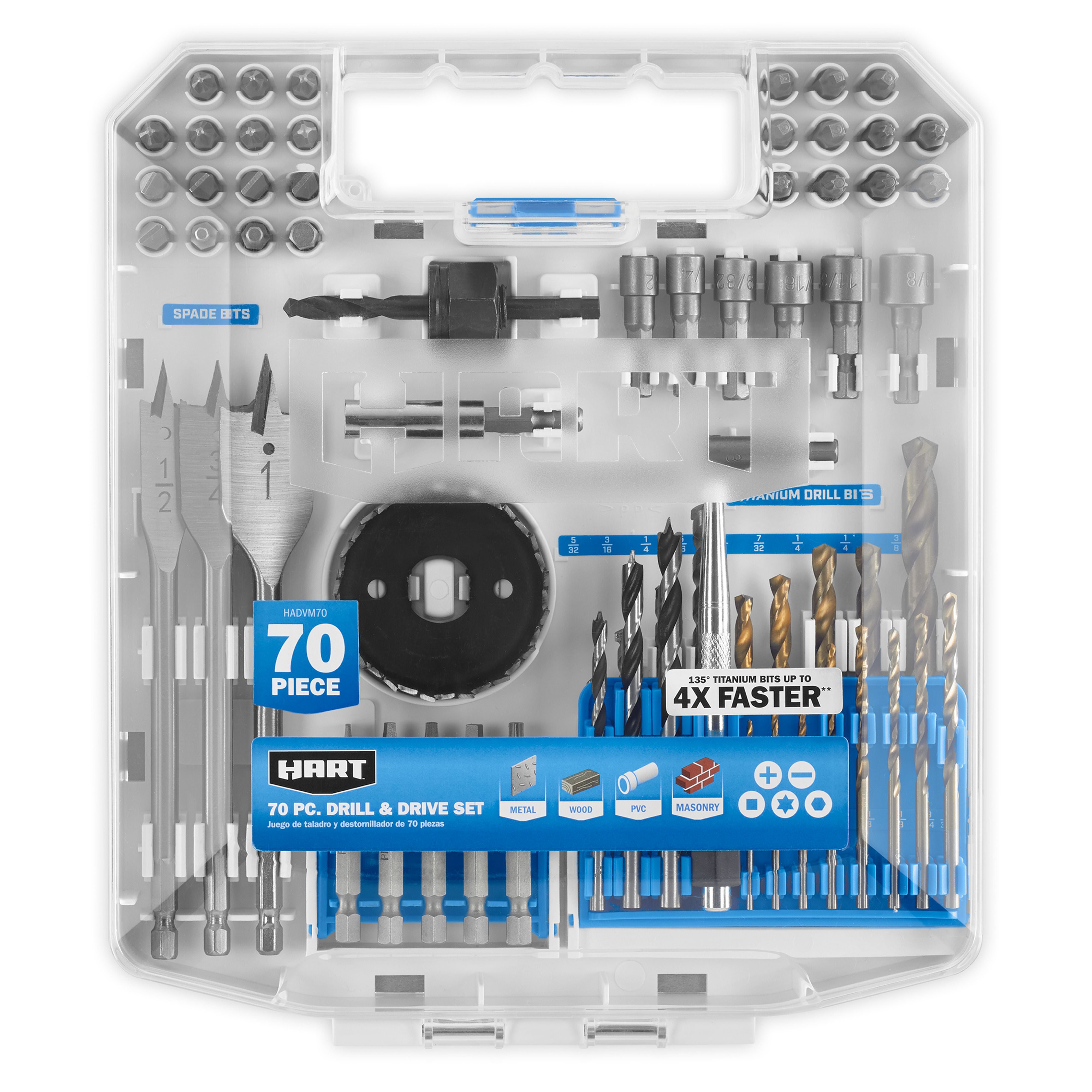 70-Piece Hart Drill and Drive Bit Set w/ Protective Storage Case $13.98 + Free S&H w/ Walmart+ or $35+