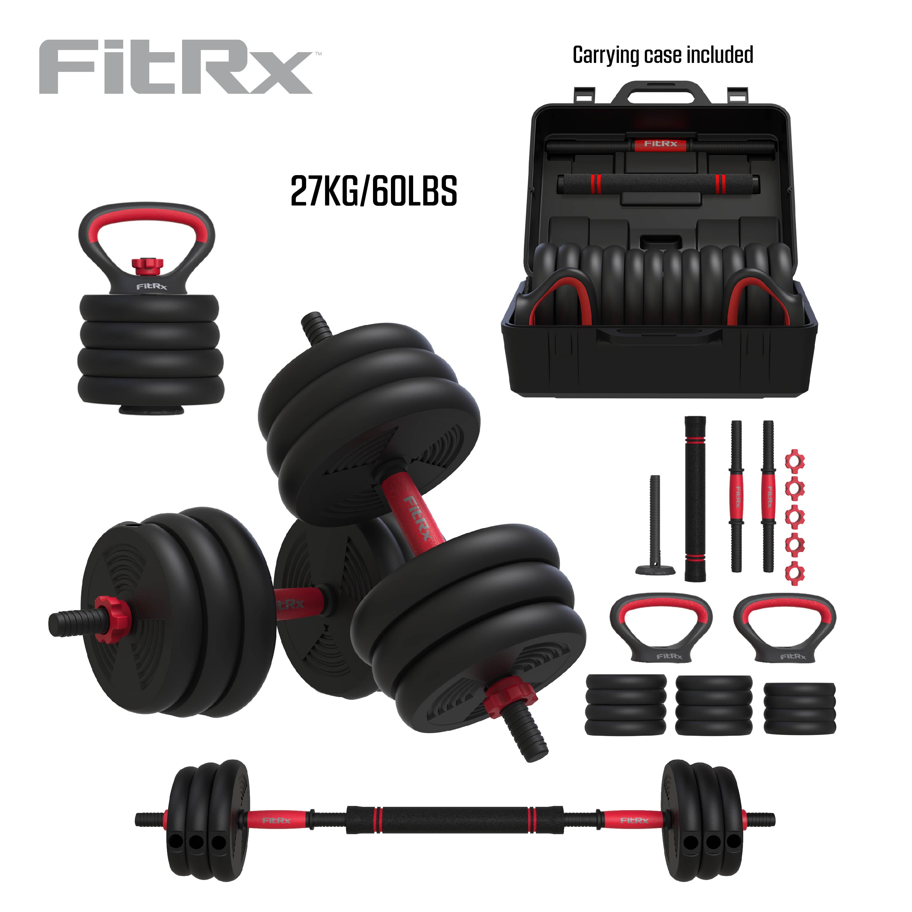 23Piece FitRx 4in1 SmartBell Gym Barbell, Kettlebell, Dumbbells