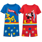 shopDisney Extra 25% Off Sleepwear: 4-Piece Toddler Mickey &amp; Pluto Pajamas $13.50 ($6.75 Each), Mickey or Minnie Kids' Colorable Pajamas w/ 2 Markers $13.50 Each &amp; More + Free S/H