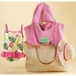 4-Pc Baby Aspen Baby Girls' Tropical Beach Set w/ Swimsuit, Hat, Hooded Towel &amp; Raffia Tote Bag $20 &amp; More + FS w/ Walmart+ or FS on $35+