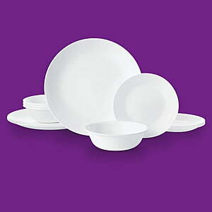 Select Walmart Stores 12 Piece Corelle Winter Frost White