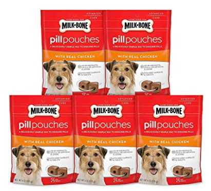 5-Pack (25-Count) Milk-Bone Pill Pouches for Dogs (chicken or hickory smoked bacon) $14.83 ($2.97 ea.) w/ S&S + Free Shipping