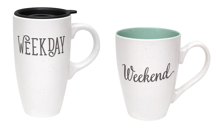 Kohl's Cardholders: Belle Maison: 2-Piece Weekday/Weekend Mug Set $5.60, Love & Hot Chocolate Sweater Mug $4.20 & More + Free S/H