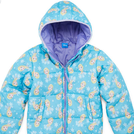 Disney Girls' Frozen Hooded Puffer Jacket $20, Disney Girls' Aladdin Jacket $12 & More + Free Shipping on $49+