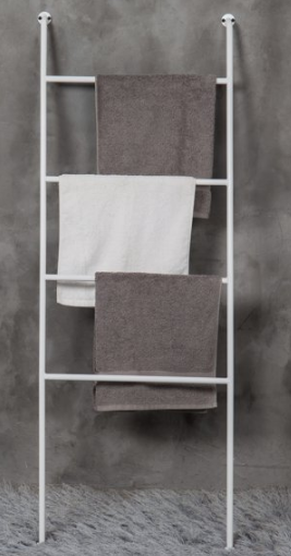 Mygift Wall Leaning White Metal Blanket Quilt Towel Ladder Rack