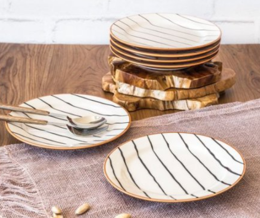 Better Homes & Gardens: 6-Pc. Sabin Striped Salad Plates or Mugs $7.88 Each, 12 Pc. Indigo Swirl Dinnerware Set (Service for 4) $16.96 + Free S/H on $35+