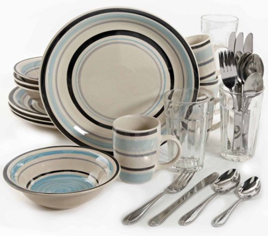 32-Piece Gibson Home Cannon Blue Dinnerware Combo Set w/ Flatware (Service for 4) $22.98 + Free Shipping on $35+