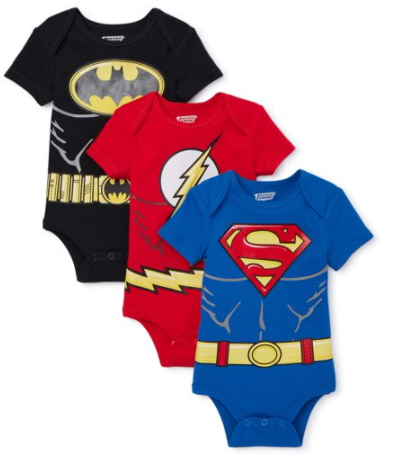 3 Count Baby Boys Bodysuits Justice League Batman Superman Flash