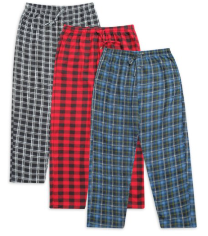 3 Pack Real Essentials Men S Fleece Pajama Pants