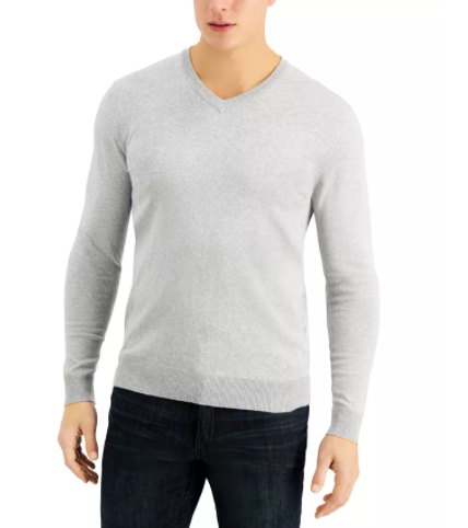 Alfani Men's Solid V-Neck Cotton Sweater (grey) $9.96 & More + 6% Slickdeals Cashback (PC Req'd) + Free Store Pickup at Macy's or FS on $25+