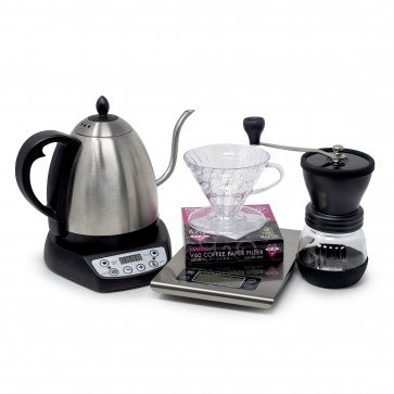Seattle Coffee Gear Pour Over Starter Set (V60 and filters, Hario Skerton Plus Hand Grinder, Brewista Smart Brew Scale, Bonavita Electric Pourover Kettle) $99