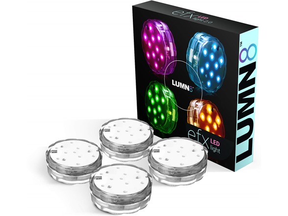 Lumn8 EFX LED Waterproof Lights 4 Pack $9.99 + Prime FS