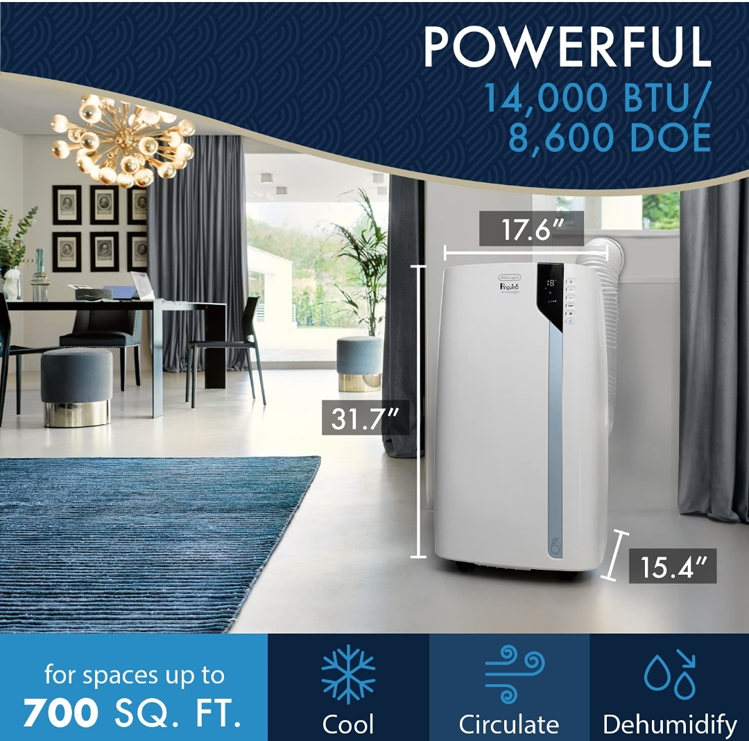 Delonghi Portable Air Conditioner, Dehumidifier, Fan u0026 UV-Carelight, 14000  BTU, White - $389.99 + FS