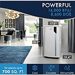 Delonghi Portable Air Conditioner, Dehumidifier, Fan &amp; UV-Carelight, 14000 BTU, White - $389.99 + FS