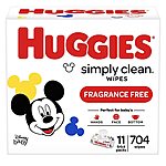 704-Count Huggies Simply Clean Baby Wipes (Unscented) $12