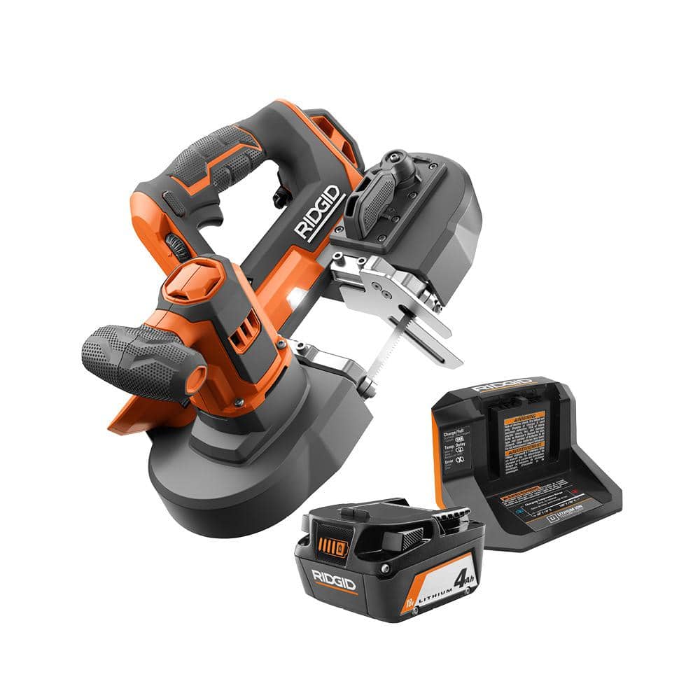 RIDGID 18V Cordless Compact Band Saw Kit with (1) 4.0 Ah Battery and Charger R8604KN $169