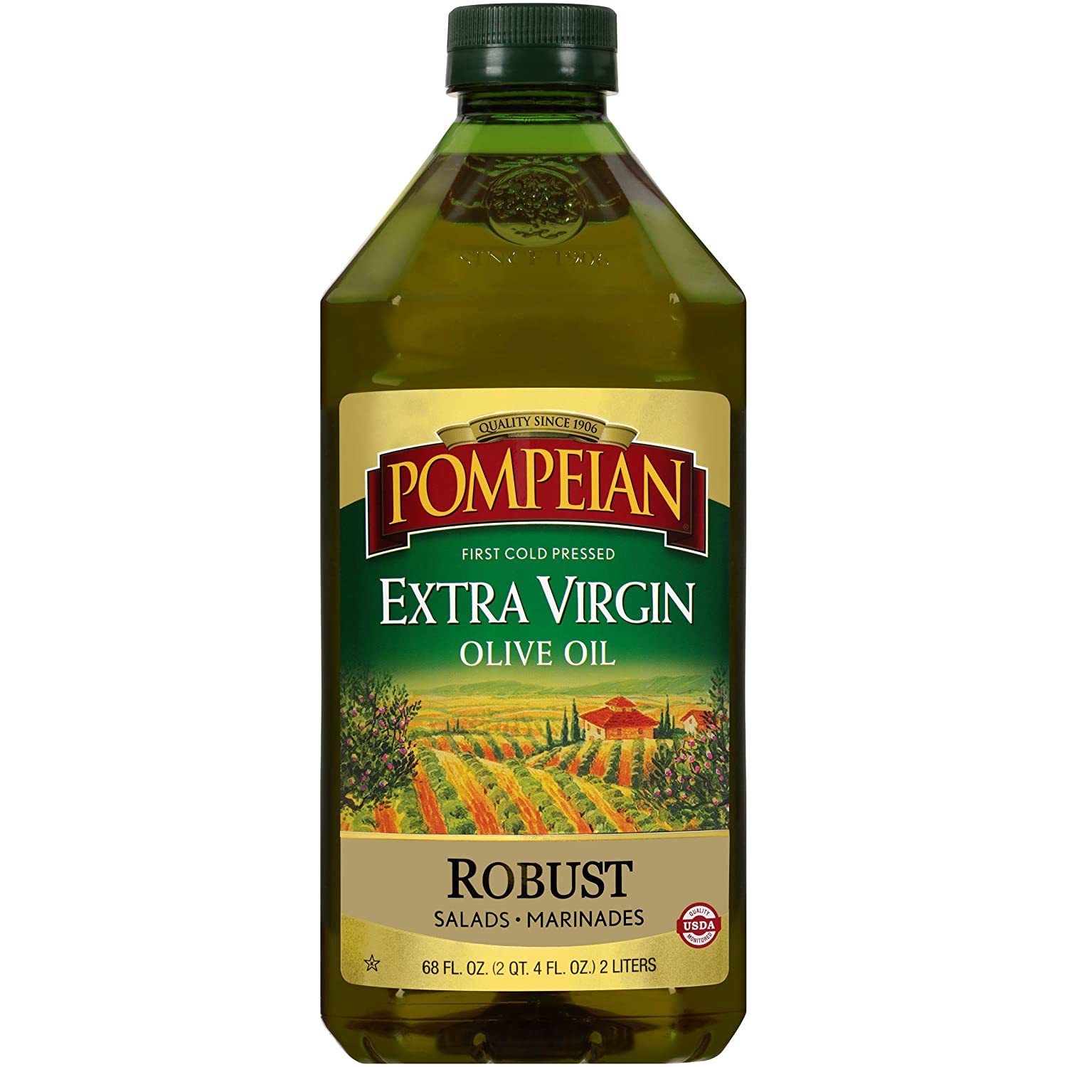 Pompeian Robust Extra Virgin Olive Oil, First Cold Pressed, Full-Bodied Flavor, Perfect for Salad Dressings and Marinades, Gluten Free, Non-Allergenic, Non-GMO, 68 FL. OZ $10.83