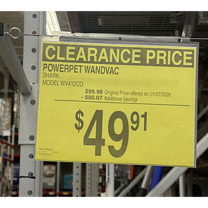 YMMV - Shark WANDVAC Cordless Handheld Vacuum $49.91