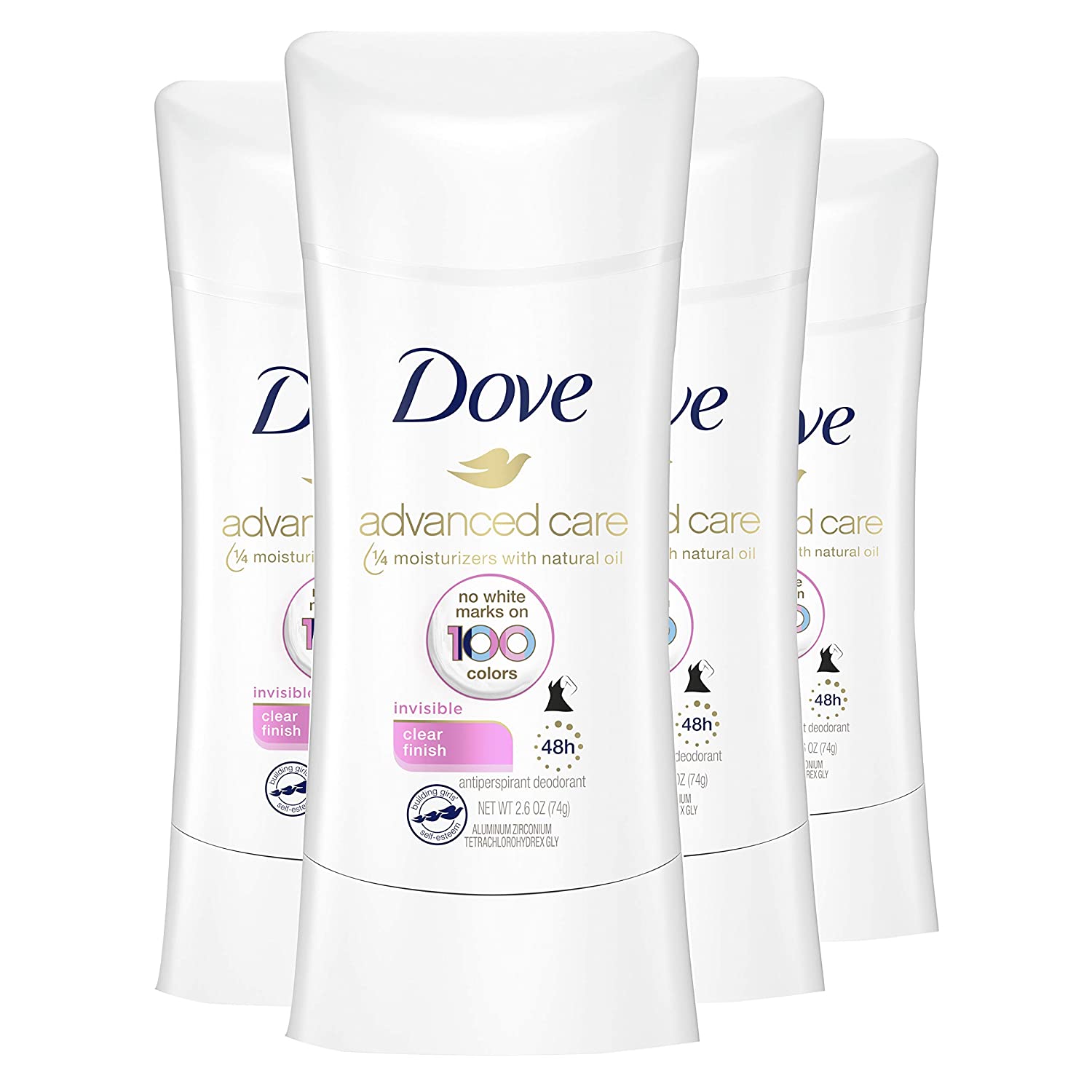 4-Pack 2.6-Oz Dove Advanced Care Women's Antiperspirant Deodorant Stick (Clear Finish) $10.40 w/ S&S + Free Shipping w/ Prime or on $25+