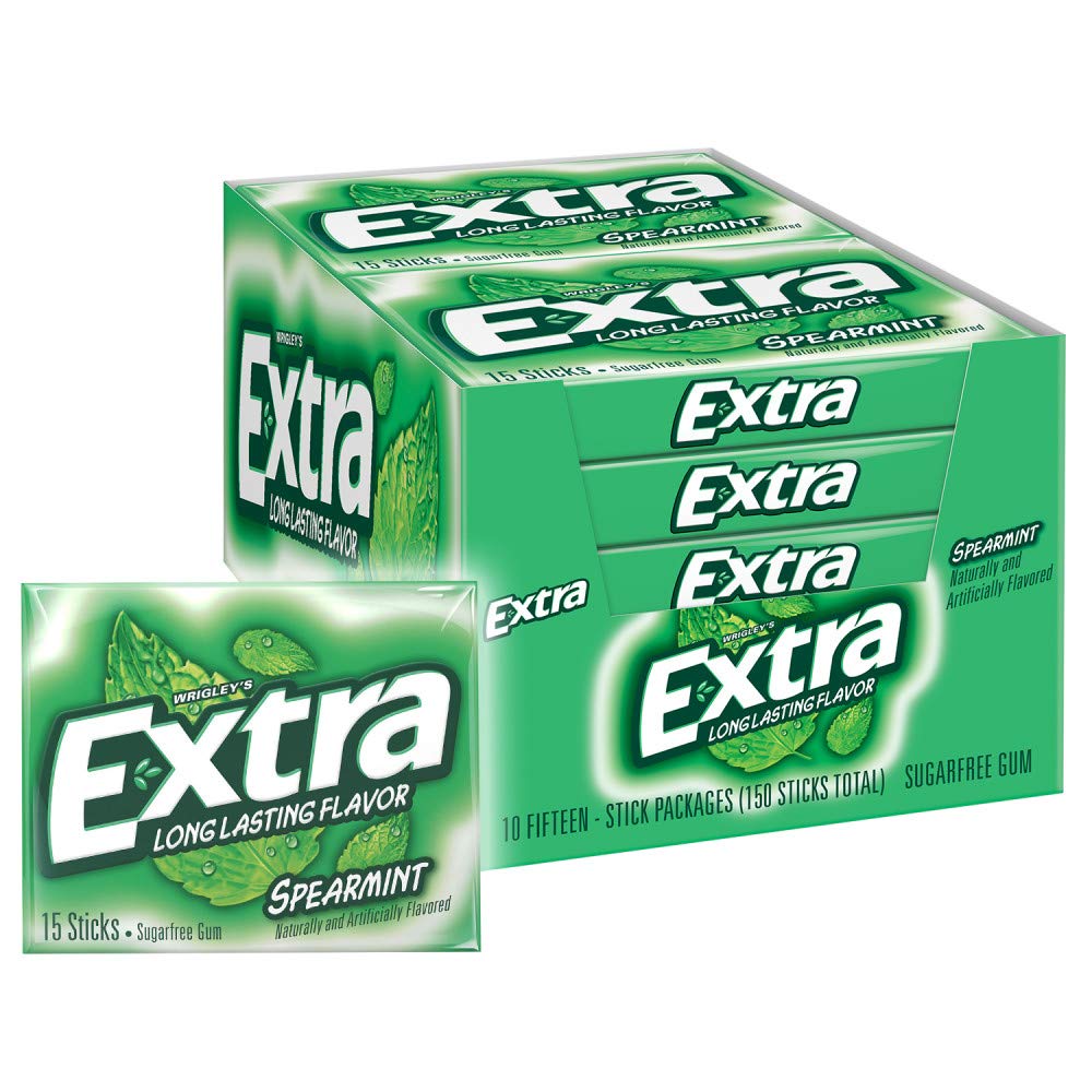 10-Pack 15-Count Extra Sugar-free Chewing Gum (Spearmint) $4.80 w/ S&S + Free Shipping w/ Prime or on $25+