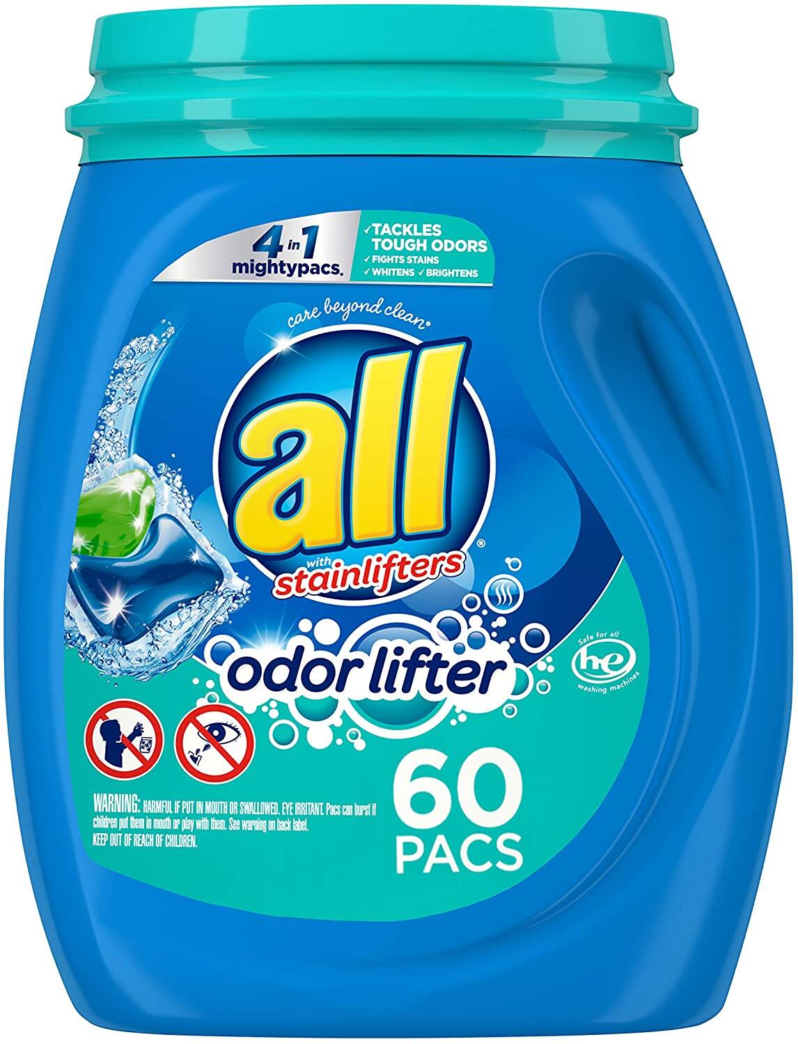 60-Count All Mighty 4-in-1 Laundry Detergent Pacs (Odor Lifter) $6.55 w/ S&S + Free Shipping w/ Prime or on $25+