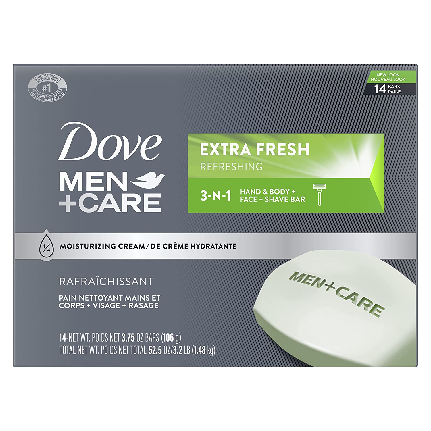 14-Ct 3.75-Oz Dove Men+Care Body and Face Bars (Extra Fresh) $9.10 w/ S&S + Free Shipping w/ Prime or on $25+