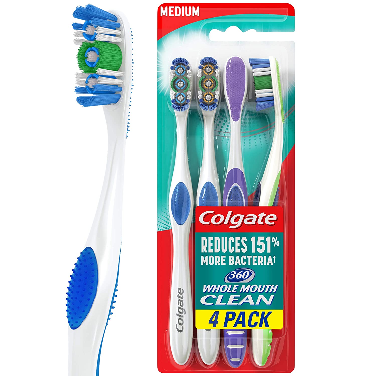 4-Count Colgate 360 Toothbrush (Medium) $4 w/ S&S + Free Shipping w/ Prime or on $25+