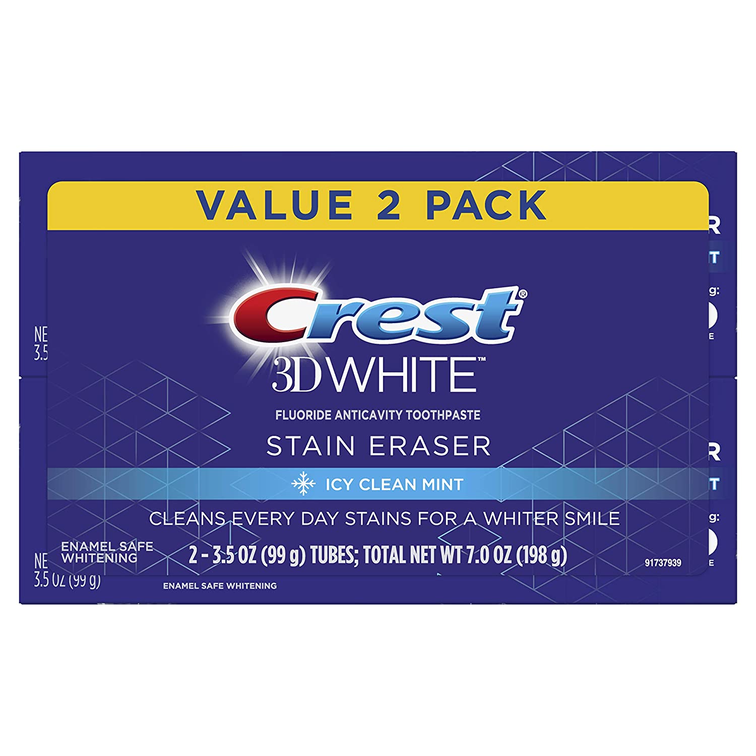 2-Count Crest 3D White Stain Eraser Whitening Toothpaste (Icy Clean Mint) $3.75 w/ S&S + Free Shipping w/ Prime or on $25+