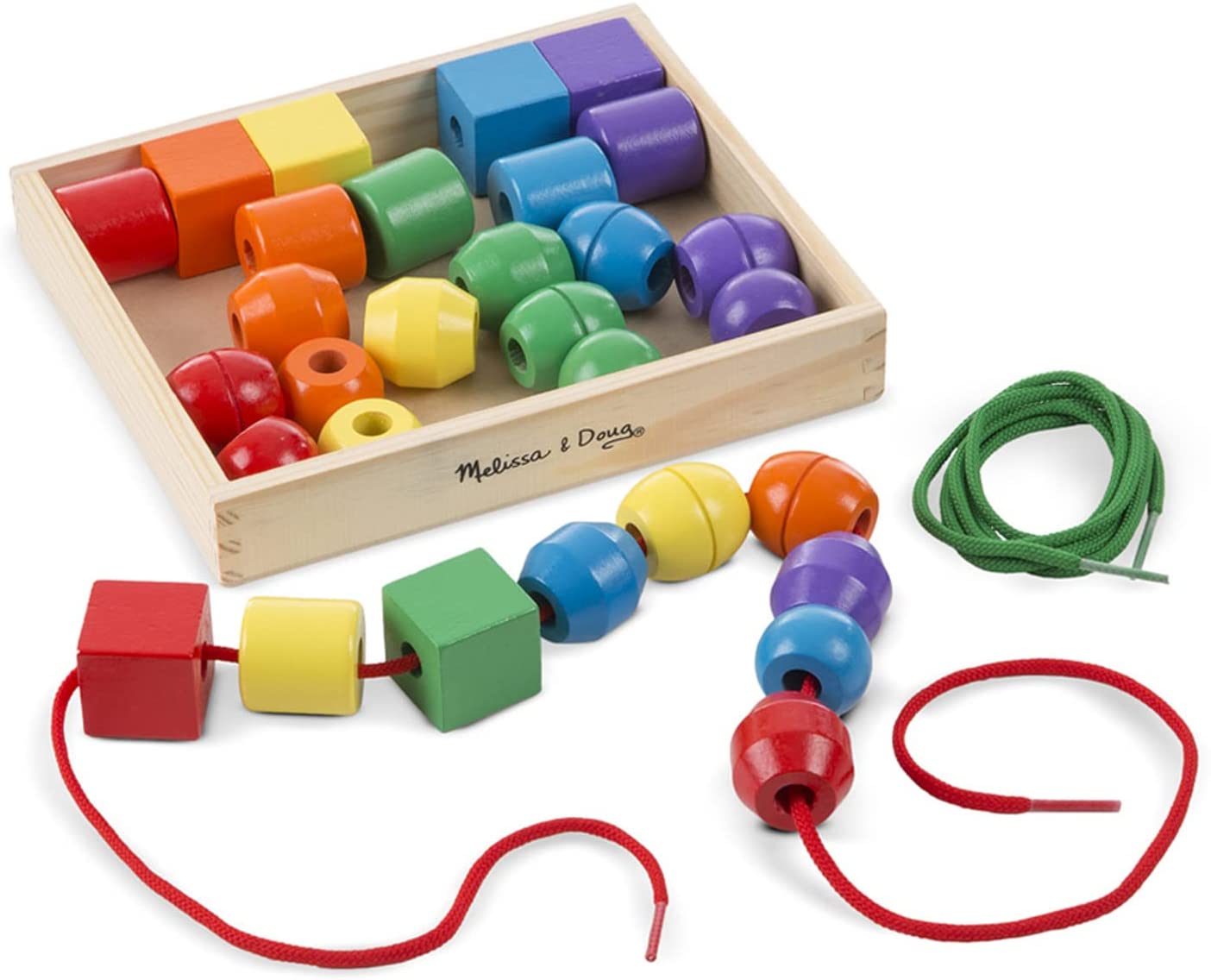 Melissa & Doug Primary Lacing Beads (8 wooden beads and 2 laces) $7.80 + Free Shipping w/ Prime or on $25+