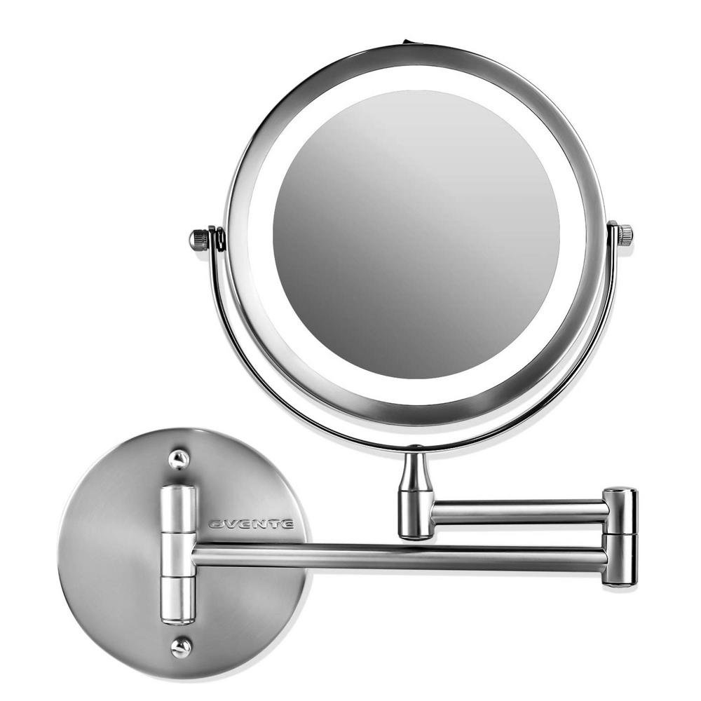 Small Round Polished Chrome Lighted Tilting Dual-Sided Casual Mirror $10 + Free Shipping on $45+