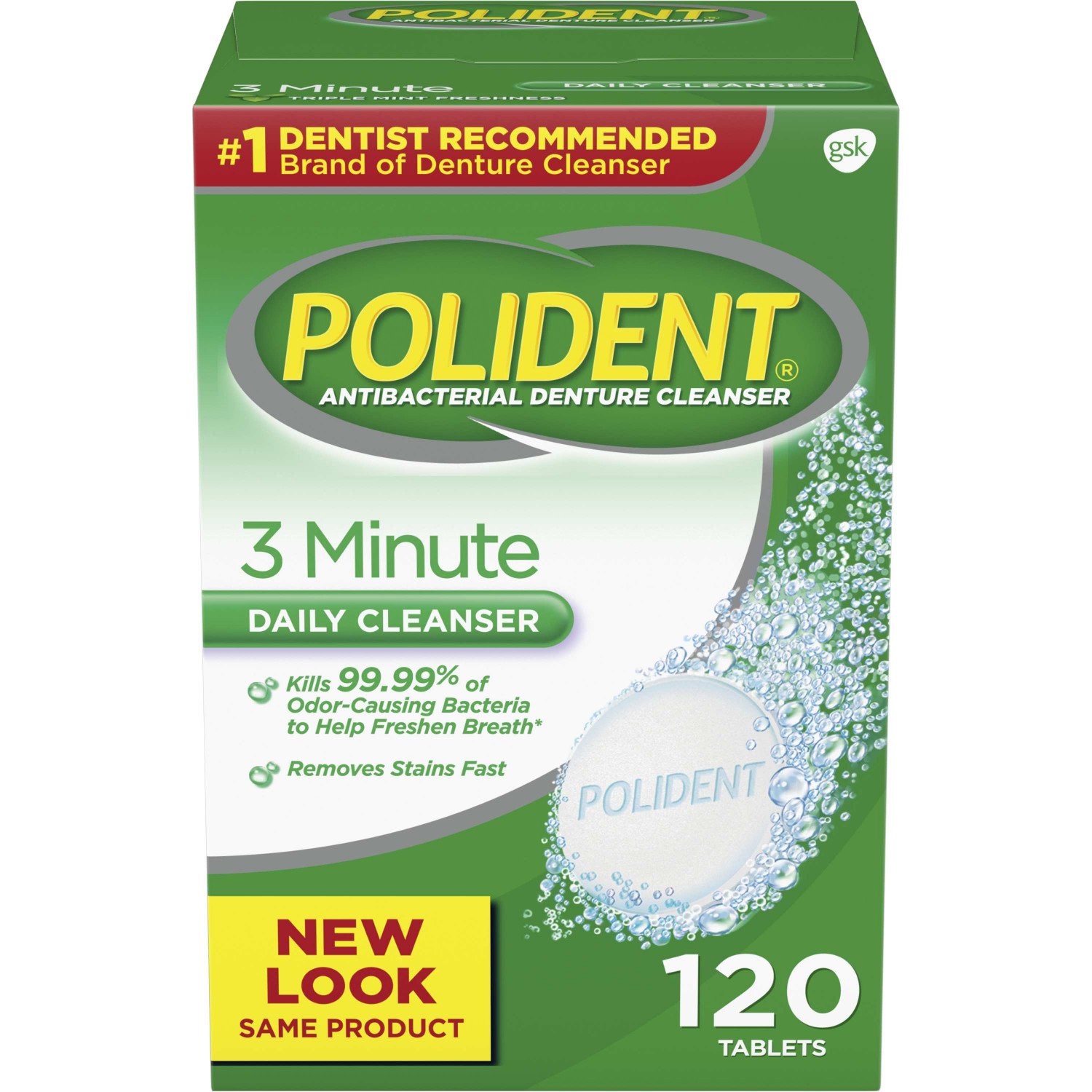 120-Ct Polident 3-Minute Antibacterial Denture Cleanser (Mint) $3.70 w/ S&S + Free Shipping w/ Prime or on $25+