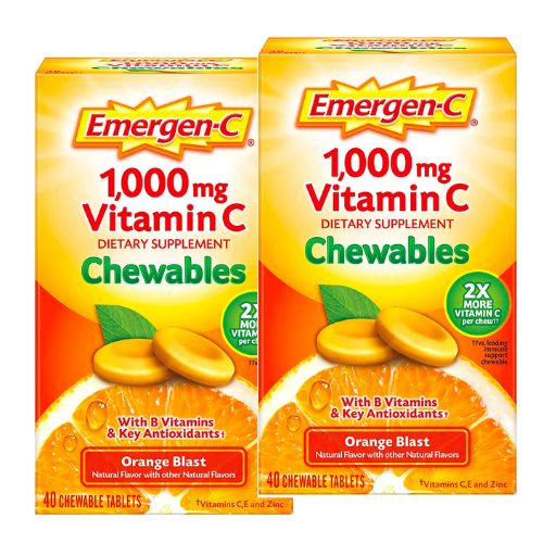 40-Ct Emergen-C 1000mg Chewable Vitamin C Tablets 2 for $12.50 w/ S&S and More + Free Shipping w/ Prime or on $25+