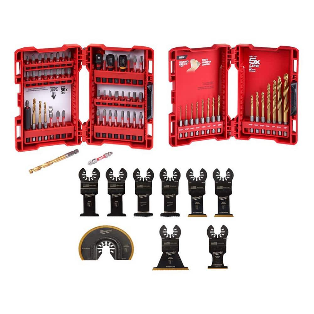 74-Pc Milwaukee SHOCKWAVE Impact Duty Alloy Steel Screw Driver Bit Set with Titanium Drill Bit Set and Oscillating Blades $50 + Free Shipping
