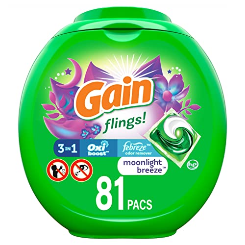 81-Count Gain flings! Laundry Detergent Pacs (Moonlight Breeze) $14 w/ S&S + Free Shipping w/ Prime or on $25+
