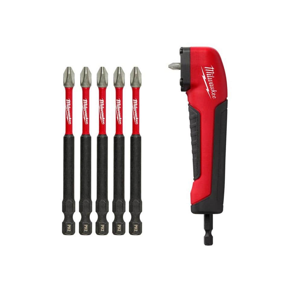 5-Pack Milwaukee SHOCKWAVE Impact Duty 3-1/2 in. #2 Philips Screwdriver Bit w/ Right Angle Drill Adapter $22 + Free Shipping at Home Depot