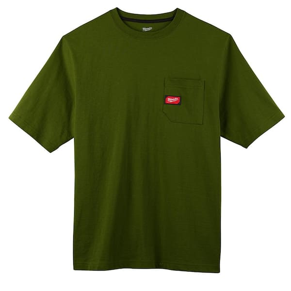 Milwaukee Men's Heavy-Duty Short-Sleeve Pocket T-Shirt (Olive Green) $8 + Free Shipping