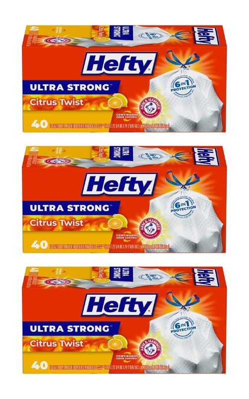 40-Ct 13-Gallon Hefty Ultra Strong Tall Kitchen Trash Bags (Citrus Twist) 3 for $14.35 w/ S&S ($4.78 each) + Free Shipping w/ Prime or on $25+