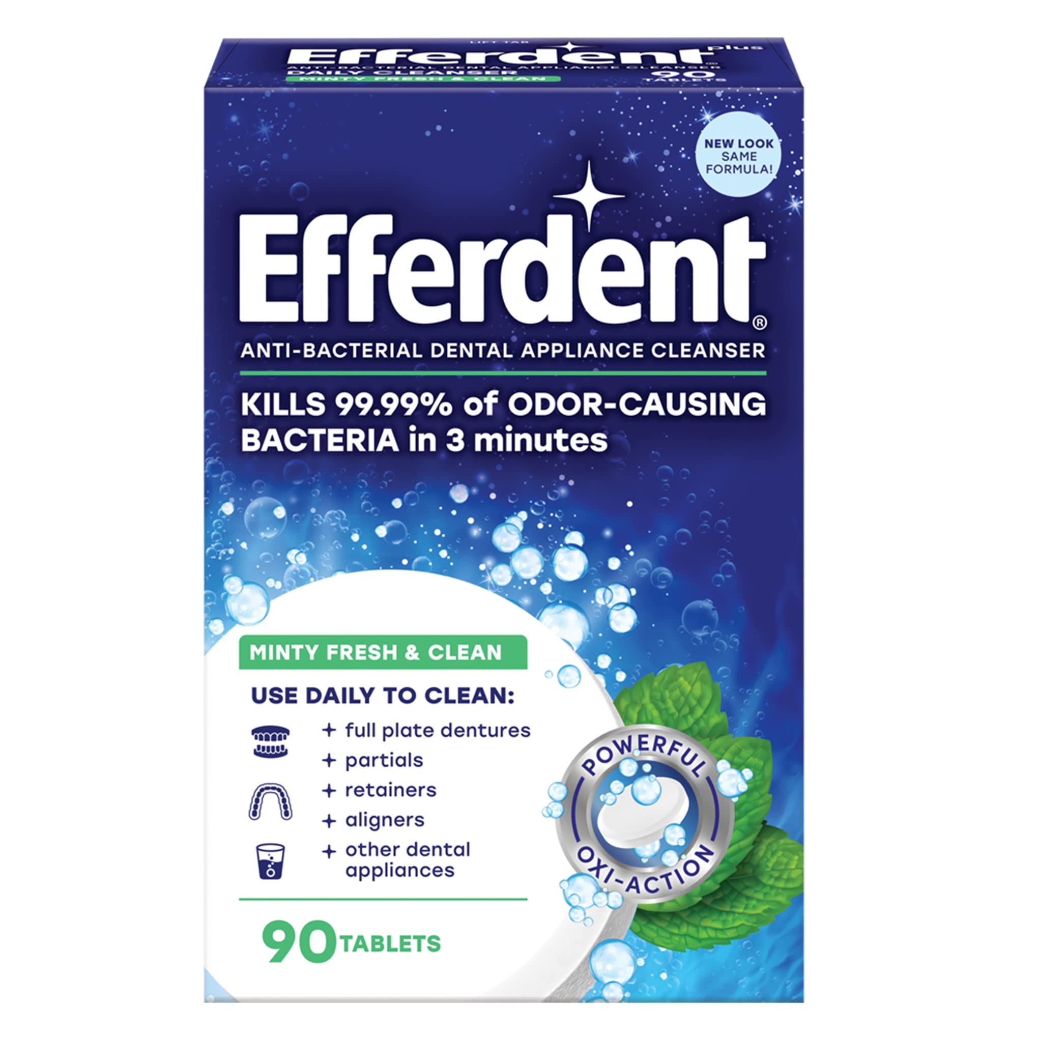90-Count Efferdent Anti-Bacterial Dental Appliance Cleaning Tablets (Minty Fresh & Clean) $3.90 w/ S&S + Free Shipping w/ Prime or on $25+