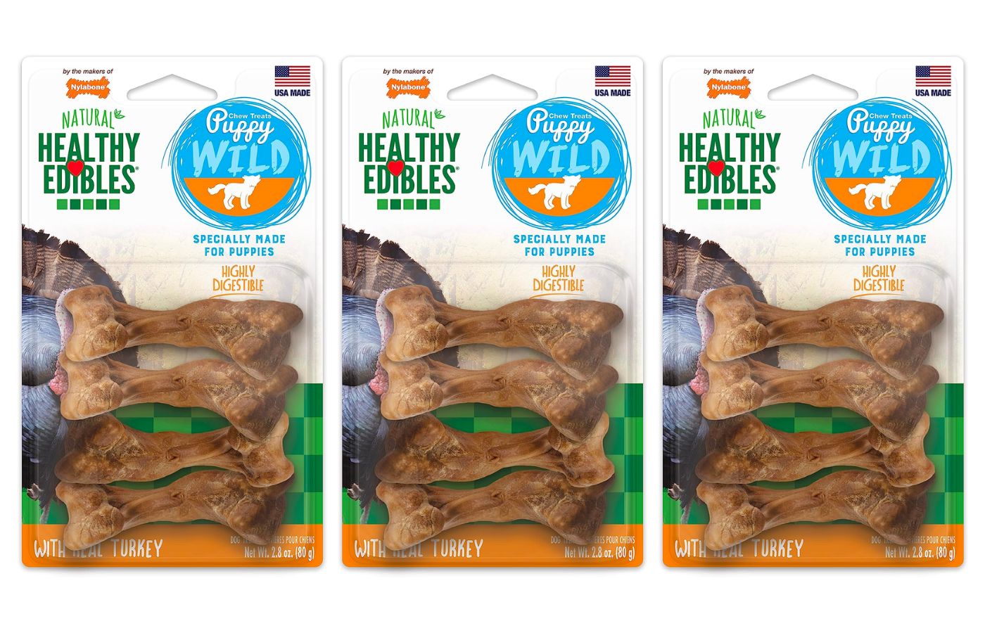 4-Ct Nylabone Healthy Edibles Wild Puppy Dog Treats (Turkey) 3 for $7.20 w/ S&S ($2.40 each) + Free Shipping w/ Prime or on $25+