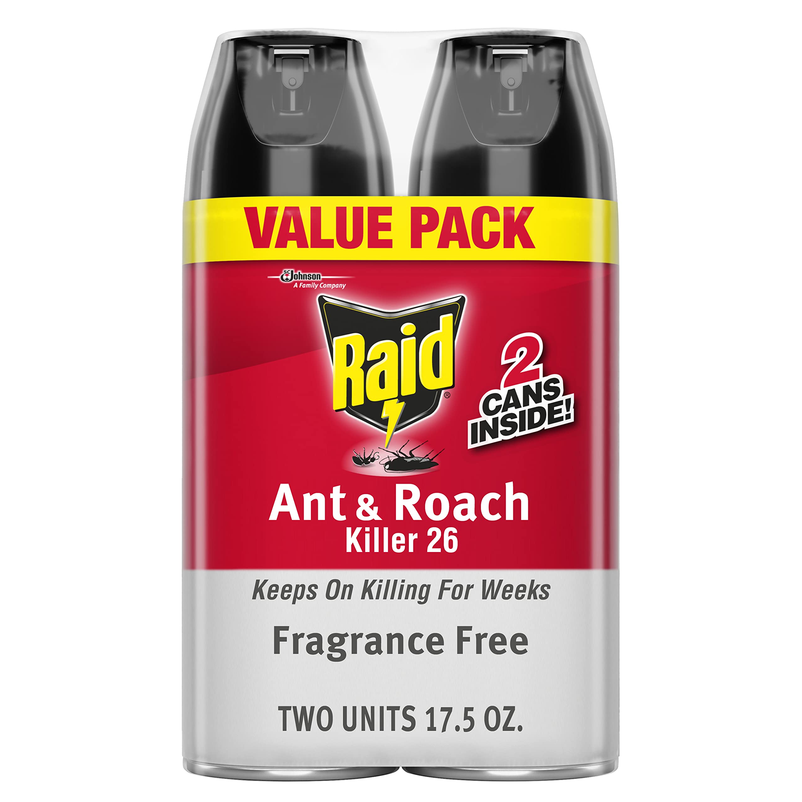 2-Count 17.5-Oz Raid Ant & Roach Killer (Fragrance-Free) $6.65 w/ S&S + Free Shipping w/ Prime or on $25+
