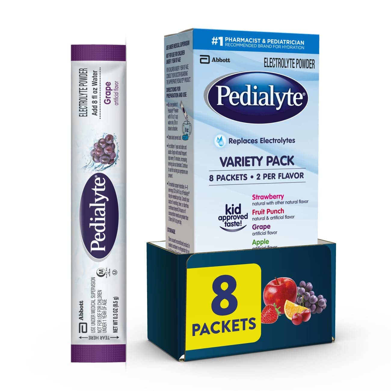 8-Pack Pedialyte Electrolyte Powder Packets (Variety Pack) $6.10 w/ S&S and More + Free Shipping w/ Prime or on $25+