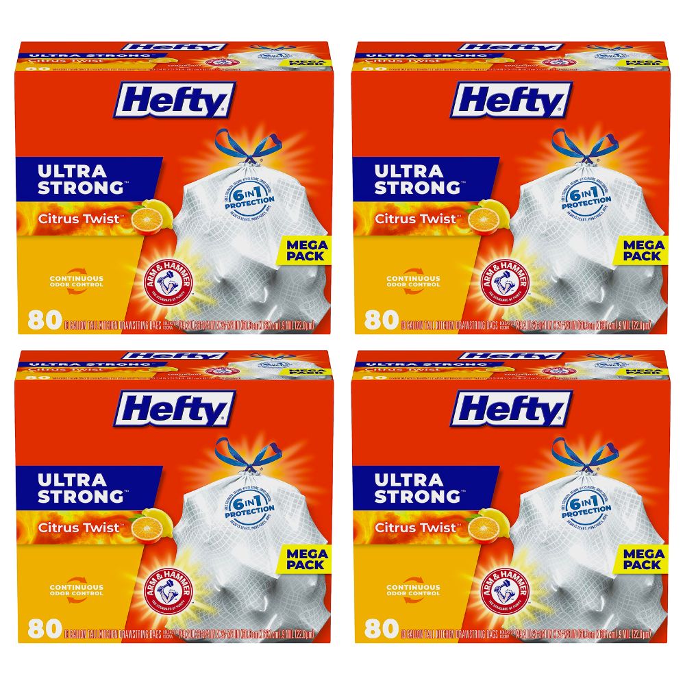 80-Ct 13-Gallon Hefty Ultra Strong Tall Kitchen Trash Bags (Various Scents) 4 for $38.85 w/ S&S + Free Shipping