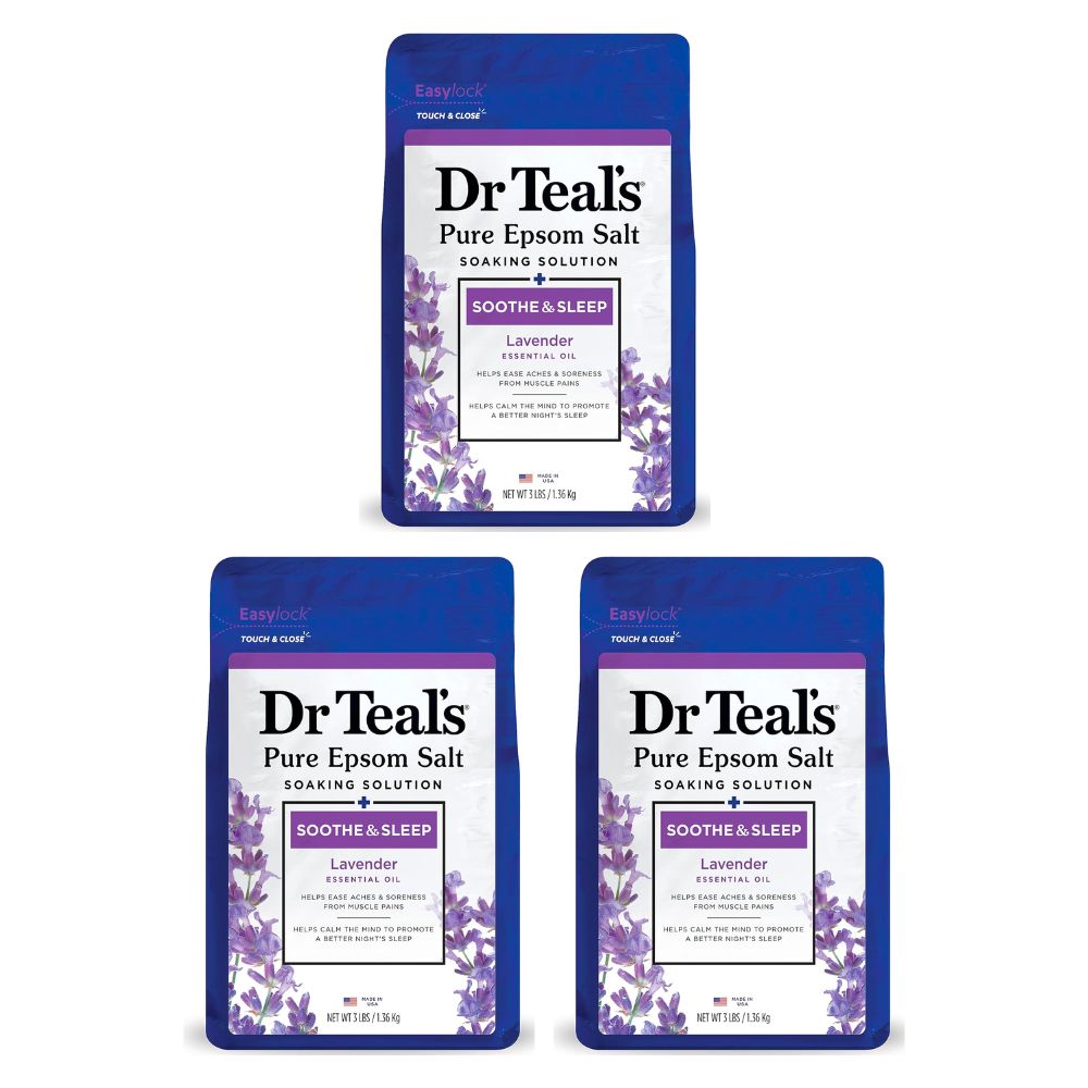 3-Lbs Dr. Teal's Pure Epsom Salt Soaking Solution (Soothe & Sleep w/ Lavender) 3 for $9.60 + Free Shipping w/ Prime or on $35+