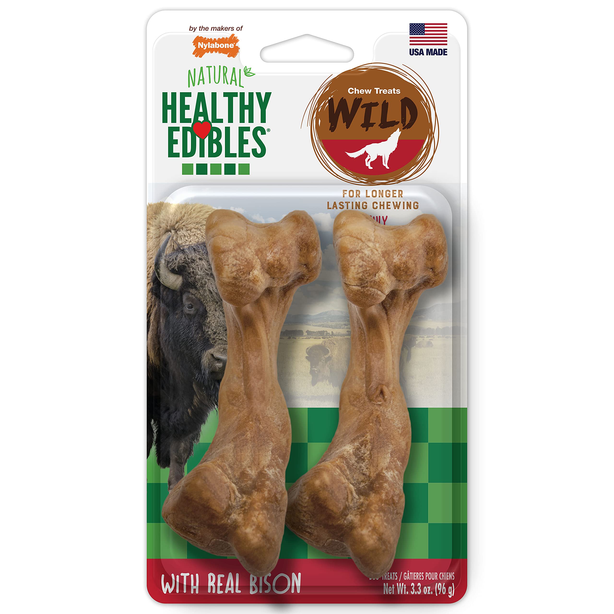2-Count Nylabone Healthy Edibles WILD Dog Chew Treats (Bison, Medium/Wolf) $3.60 w/ S&S + Free Shipping w/ Prime or on $35+