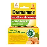 18-Ct Dramamine Natural Ginger Motion Sickness Non-Drowsy Capsules $4.50 w/ S&amp;S + Free Shipping w/ Prime or on $25+