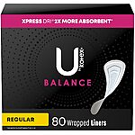 80-Count U by Kotex Balance Wrapped Panty Liners (Regular) $4.30 w/ S&amp;S + Free Shipping w/ Prime or on $35+